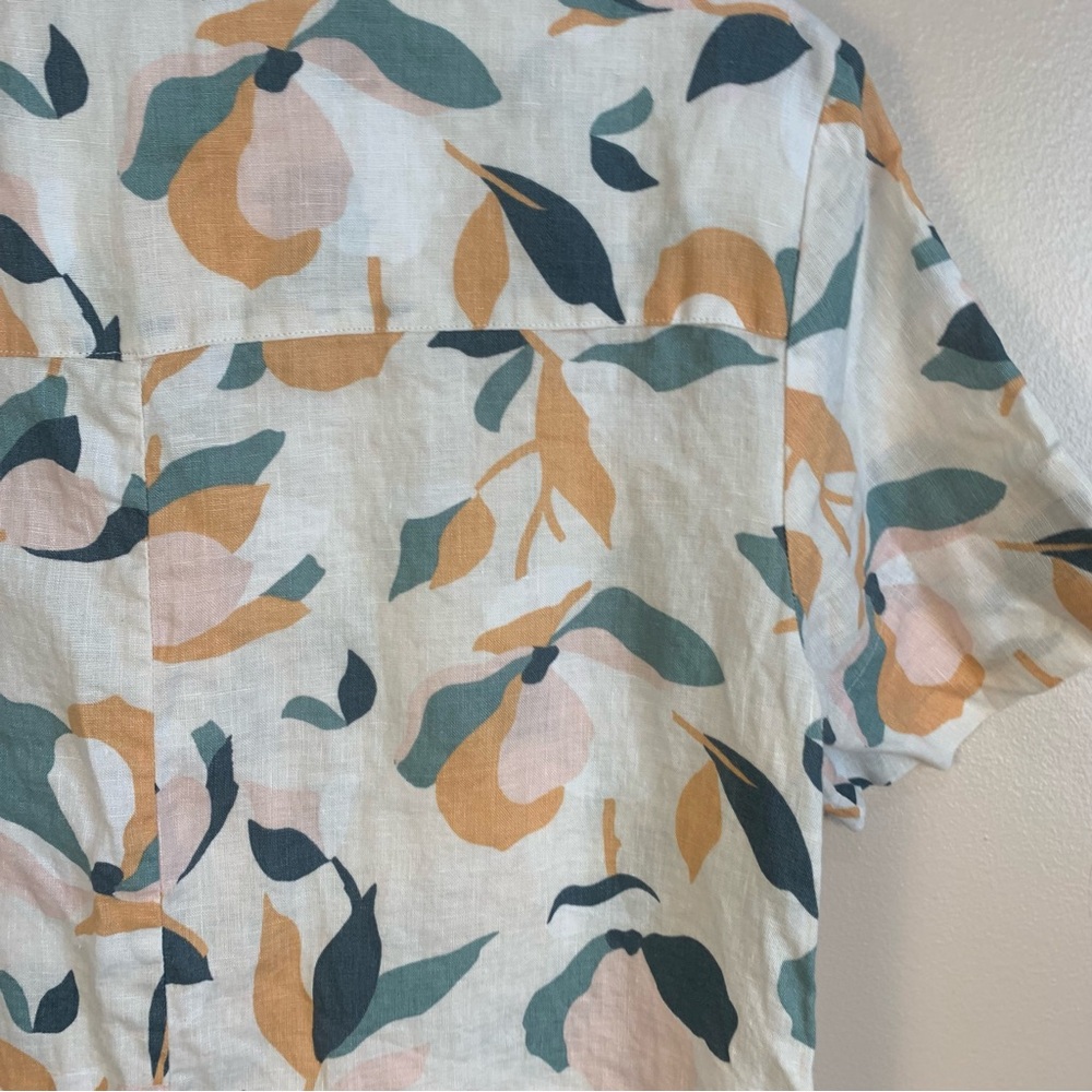 Rachel Zoe 100% Linen Floral Button Front Shirt Dress - Picture 7 of 10